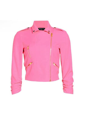 Generation Love Colleen Crepe Moto Jacket Ultra Pink Size M